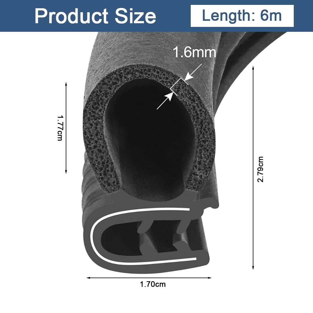 STHIRA Automotive Door Weather Stripping for Cars with Side Bulb 20 ft Rubber Seal | Soundproof and Weatherproof Trim