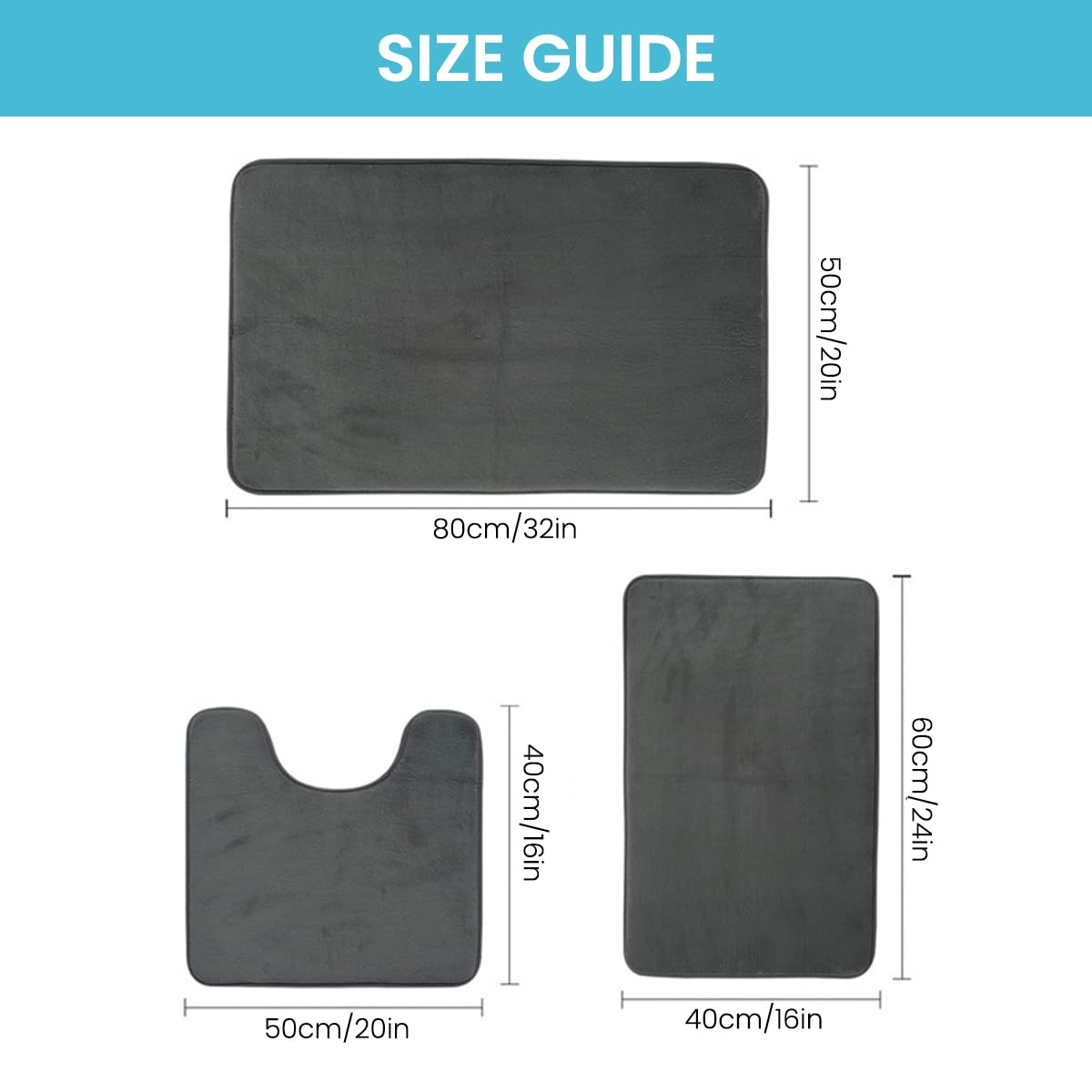 HASTHIP Bathroom Floor Mats Set for Bath and Toilet with Memory Foam Comfort | 6PCS 3 Sizes Quick-Dry Anti-Slip Design