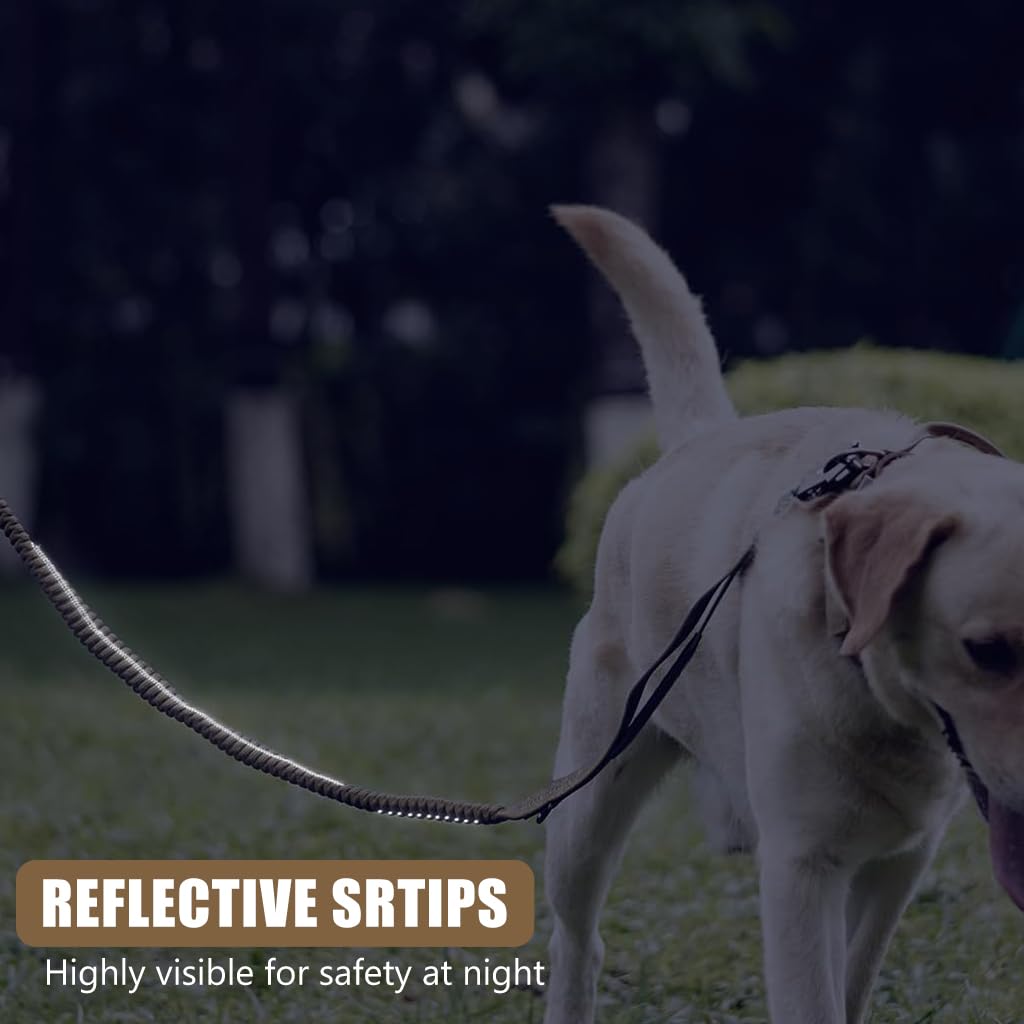Qpets Bungee Dog Leash for Large Dogs with Dual Handles and 360° Swivel Clasp | 47–70 in Stretch