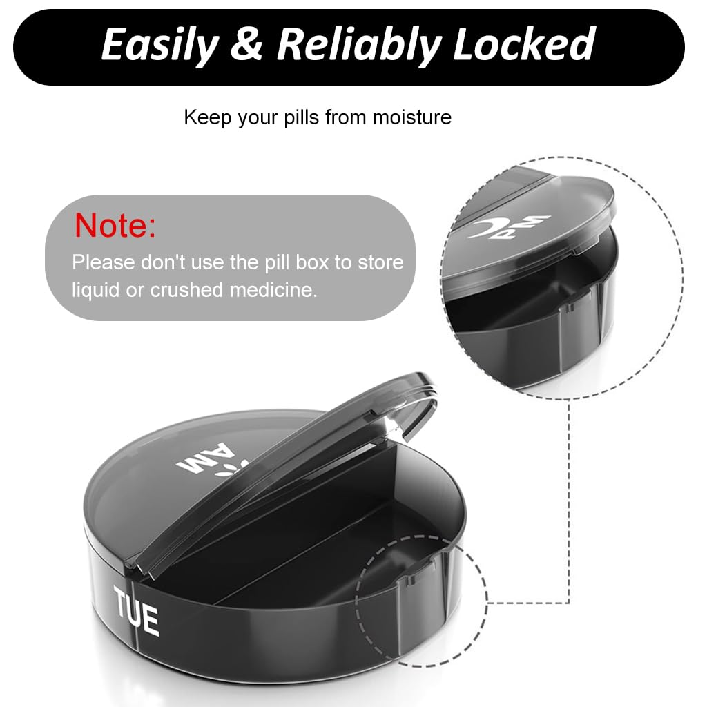 ZIBUYU Pill Organizer for Weekly Medication with 7 Compartments and Two Tier Design | BPA Free Travel and Home Case