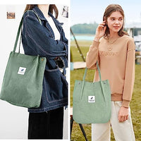 PALAY® Tote Bags For Women Corduroy Solid Color Large Capacity HandBags for Women Stylish Shoulder Bag for School Work Shopping Travel Daily Use