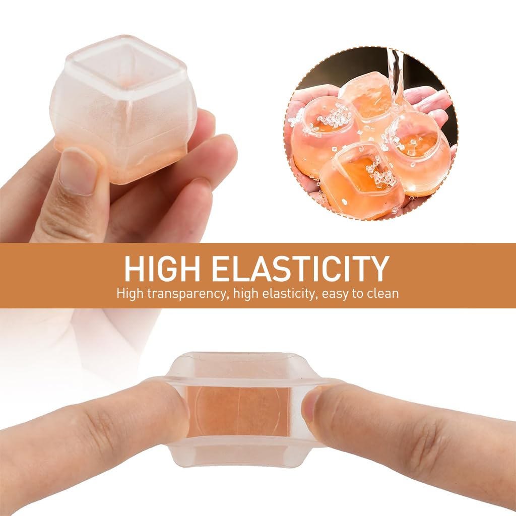 HASTHIP Chair Leg Floor Protectors for Tilting and Vertical Legs 16 pcs with Felt Pads | Transparent TPE Sleeve 3.2x2.2~4.2x3 cm
