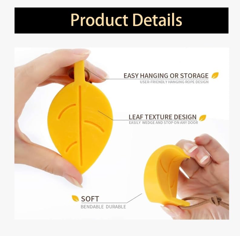 ZIBUYU Door Stopper Wedge for Home with Non Slip Base and Leaf Shape Design | 2 Pcs Silicone Set