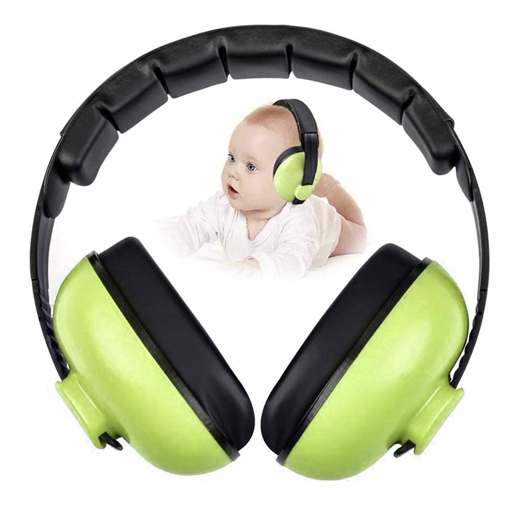 SNOWIE SOFT® Baby Hearing Protection Earmuffs for Baby Sleep Flight Travel, Baby Ear Protection Noise Canceling Headphones for Baby Toddler Kids 0-3 Years (Green)