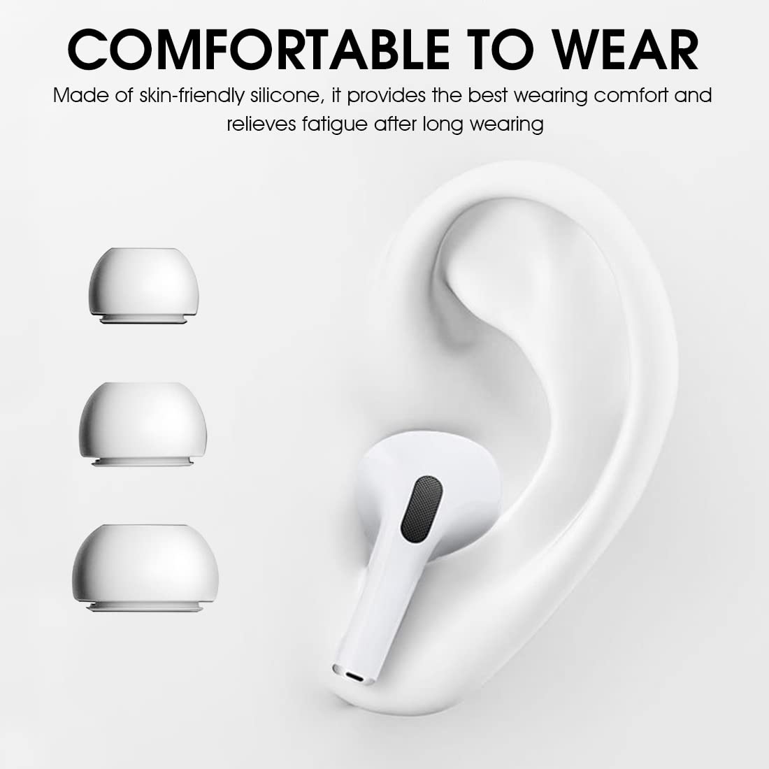 ZORBES  3 Pairs Replacement Ear Buds Tips, Silicone Earbud Tips for Airpods Pro, Ear Fit with Dust Mesh,Silicone Earbud Tips for Airpods pro (White)