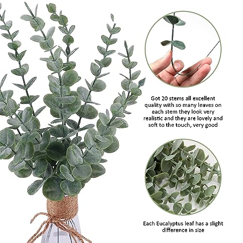 HASTHIP 20Pcs Artificial Eucalyptus Branches, Red Faux Eucalyptus Leaves Branches Eucalyptus Branches for Flower Arrangement, Wedding, Home Decoration, 14.5 inches