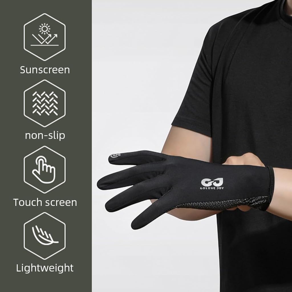 Proberos Riding Gloves for Cycling and Outdoor Sport with UPF 50+ Sun Protection | Touchscreen and Anti Slip Design in Black