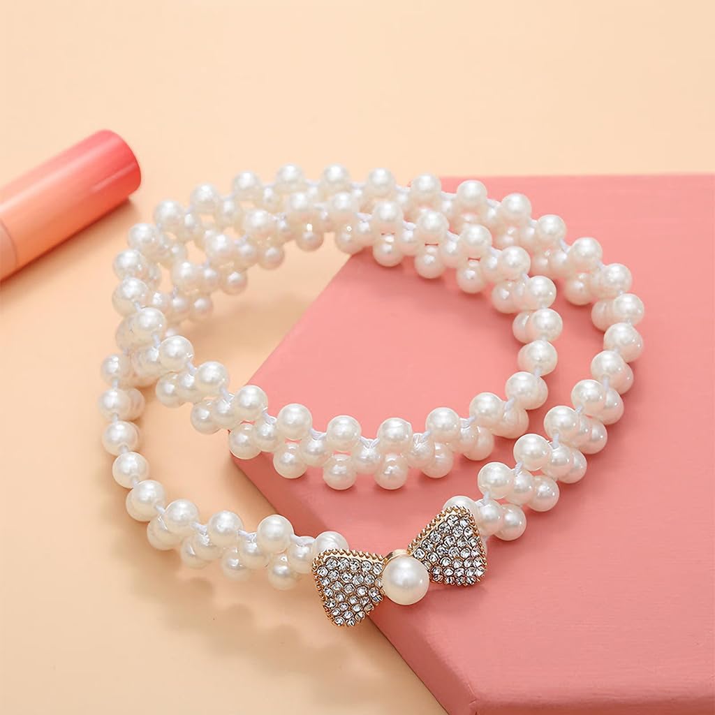 Zibuyu Women's Pearl & Crystal Belt for Dresses and Gowns with Adjustable Chain Closure | Elegant Waist Accessory for Weddings and Parties