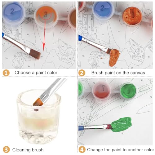 HASTHIP® DIY Paint by Numbers Kit for Adults Pre-Framed European Town Scenery Canvas with Acrylic Paints Brushes Beginner-Friendly Art for Wall Decor Gift 16x20 Inch No Frame 2PCS