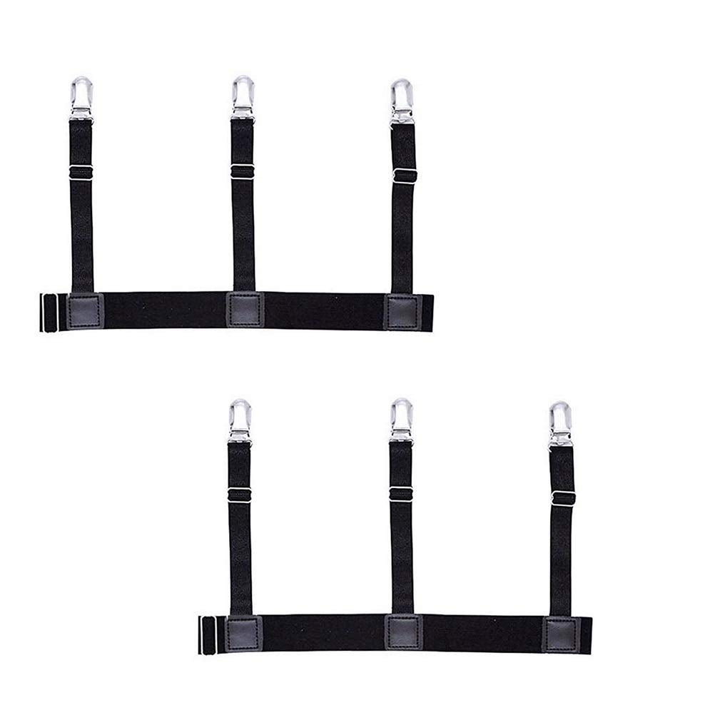 GUSTAVE Men's Shirt Stays for Police and Business Wear with 6 Non Slip Clips | Adjustable Elastic Nylon Garters