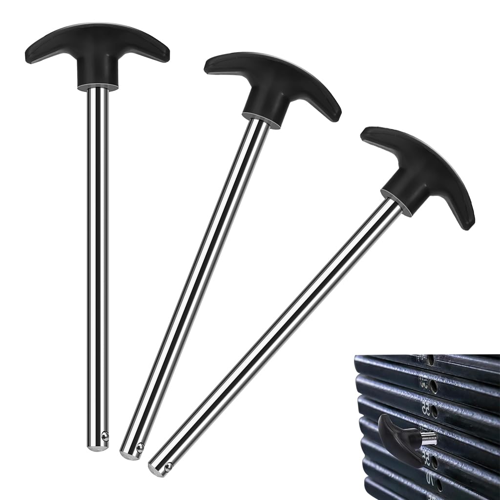 Proberos Weight Stack Selector Pin for Gym Machines featuring 6 in T Handle and 3 8 in Shaft | Hardened Carbon Steel Set of 3
