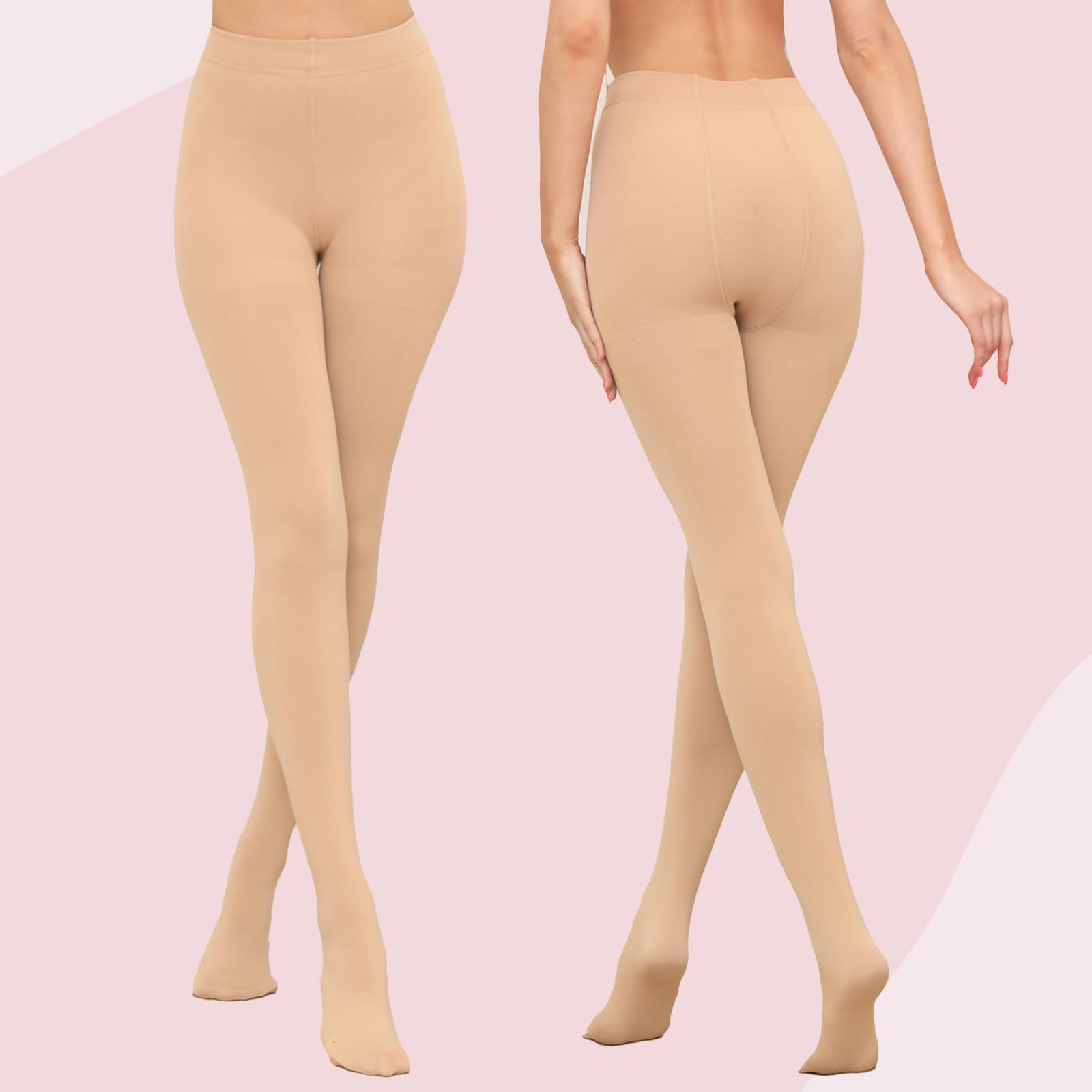 PALAY Women Fleece Lined Tights for Winter Warmth with High Waist Support | Sheer Look