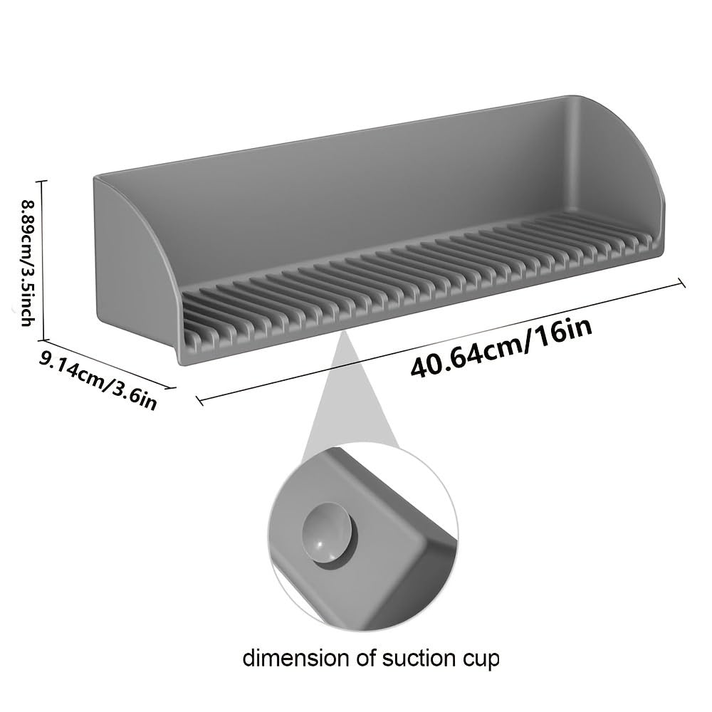 HASTHIP Silicone Water Splash Guard for Bathtub with Suction Cup L Shape | 20x3.6x3.8 in Grooved Surface Design