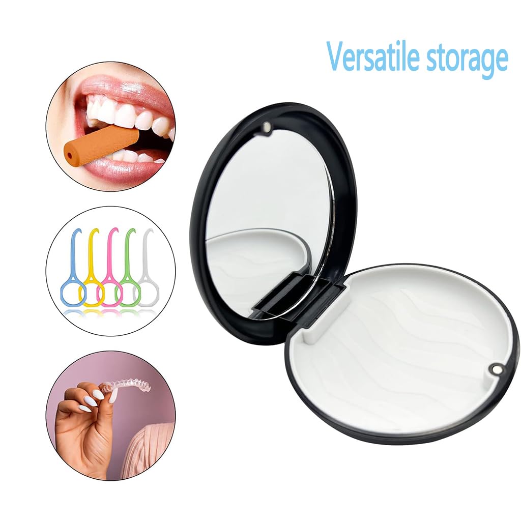 ZIBUYU Orthodontic Retainer Box with Magnetic Closure and Built In Mirror | Dustproof Waterproof Travel Case