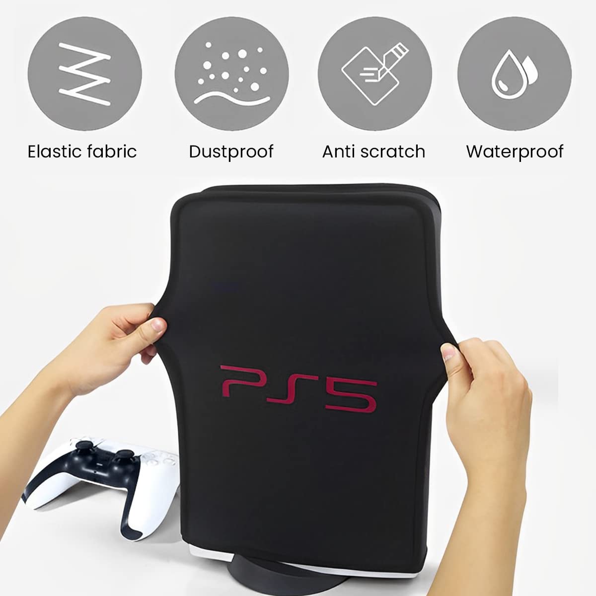 ZORBES Dust Cover for Sony PS5 Console with Framed Design and Microfiber Lining Black 3 PCS