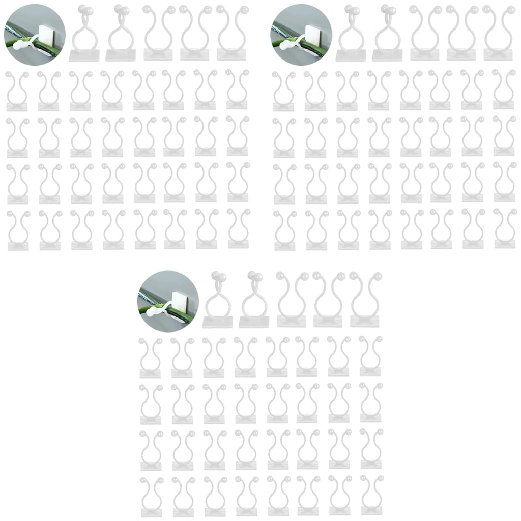 HASTHIP Wall Fixture Clips for Plant Climbing with Self Adhesive Hooks 150PCS White