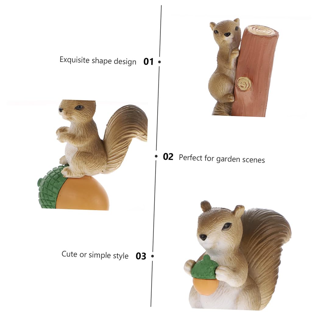 Zibuyu Mini Squirrel Figurines for Home Décor and Fairy Gardens featuring 4 Eco-Friendly Pieces