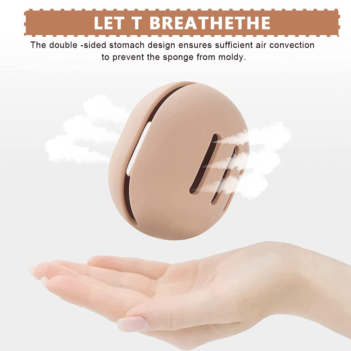 MAYCREATE® Makeup Sponge Holder Case Cute Silicone Beauty Blender Sponge Holder Breathable Cosmetic Make Up Blender Storage Travel Case (Khaki)