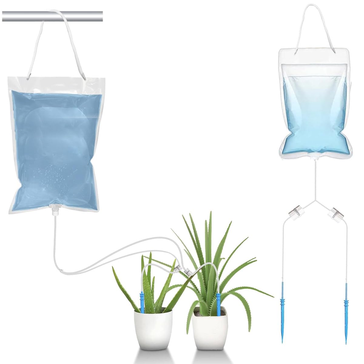 HASTHIP Drip Irrigation Kit for Home Garden Plants with Dual Dripper and 2L Water Bag