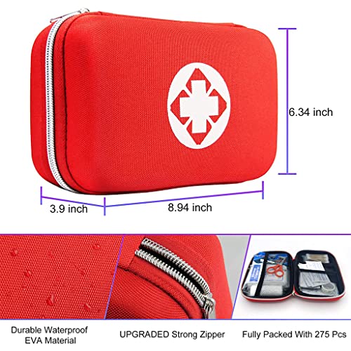 Proberos® 44Pcs First Aid Kit with All Items for Travelling Ooutdoor Car Home with Portable Bag, Includes Emergency Foil Blanket, Band-aid, Gauze, First-aid manual, Flashlight, Scissors, Survival Kits