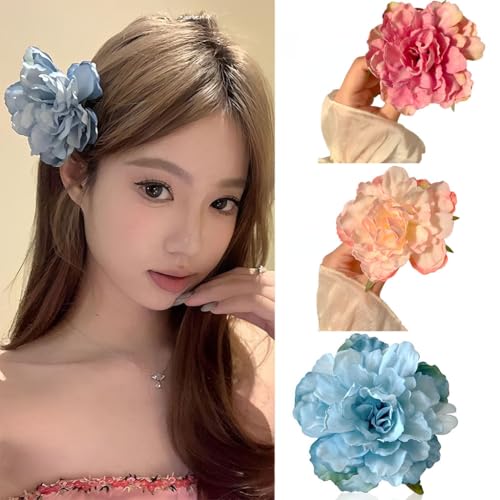 SANNIDHI® Flower Hair Clip Large Hawaiian Accessories for Women Girls Tropical Floral Bridal Beach Accessory