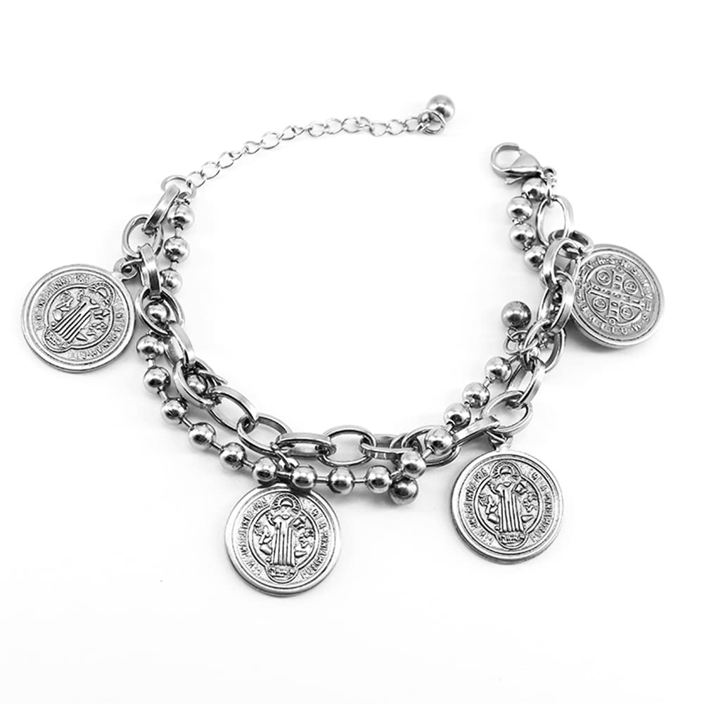 SANNIDHI Bracelet for Women Stylish Pop Bronzed Round Card Pendant Titanium Steel Bracelet for Girls and Women Bracelet Jewelry for Gift - 1 Pcs