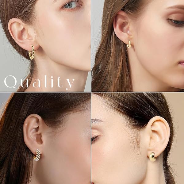 Venzina® 24 Pairs Golden Hoop Earrings for Girls Women Assorted Boho Hoop Earrings Fashion Trendy Stud Earrings Jewelry Gift for Women Fashion Hoop Earring Set for Party Wedding Dating (Gold)