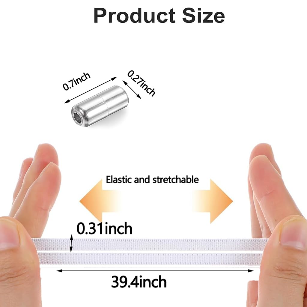 Zibuyu Elastic No Tie Shoelaces for Sneakers and Casual Shoes with 100cm Length & Metal Lock | Universal Fit for Adults
