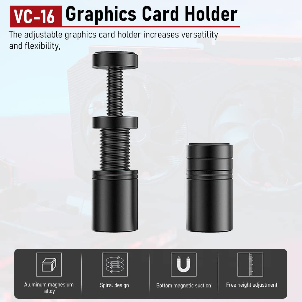 Verilux® Graphics Card Bracket Retractable Graphics Card Bracket Metal Aluminum Alloy GPU Stand Anti-slip Support Bracket Stand Universal Graphics Card Bracket