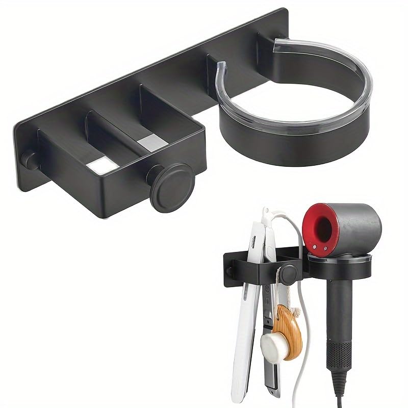 HASTHIP Wall Hair Dryer Organizer for Bathroom with Cable Management Knob | Carbon Steel Storage Rack