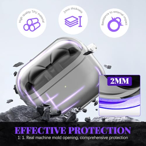 ZORBES® Compatible with Samsung Galaxy Buds 3 Pro Case Protective TPU Clear with Lanyard Fashion Earbuds Cover Headphone Accessories 2PCS