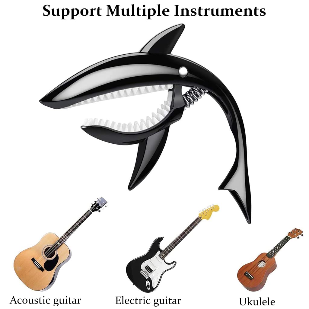 ZORBES Guitar Capo for Acoustic and Electric Guitars with Ergonomic Spring Handle | Zinc Alloy Shark Design