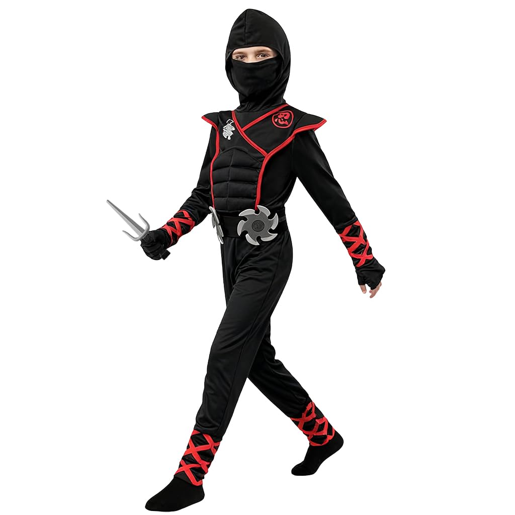 PATPAT Kids Cosplay Costume Set for Halloween with Props and Black Jumpsuit 130cm