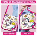 PATPAT® DIY Unicorn Crossbody Bag Kit Coloring Unicorn Print Bag Kit with 5 Color Pens Paint Your Own Doodle Unicorn DIY Messenger Bag with Adjustable Strap Gift for Girls Ages 6-9