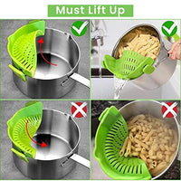 HASTHIP® Clip on Pasta Strainer, Silicone Food Strainer, Heat Resistant for Spaghetti Pasta Hands-Free Drainer Kitchen Gadgets