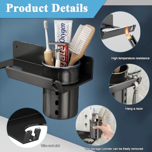 HASTHIP® Hair Dryer Stand Carbon Steel Wall Mounted Rack with Styling Tool Organizer Self Adhesive for Dyson Bathroom Salon Dressing Room 3 PCS