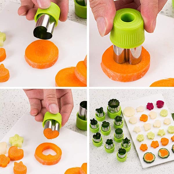 ZIBUYU Vegetable Shape Cutter for Kids with 9 Molds and Thickened PP Handle | Food‑Grade Stainless Steel for DIY Pastry and Cookies