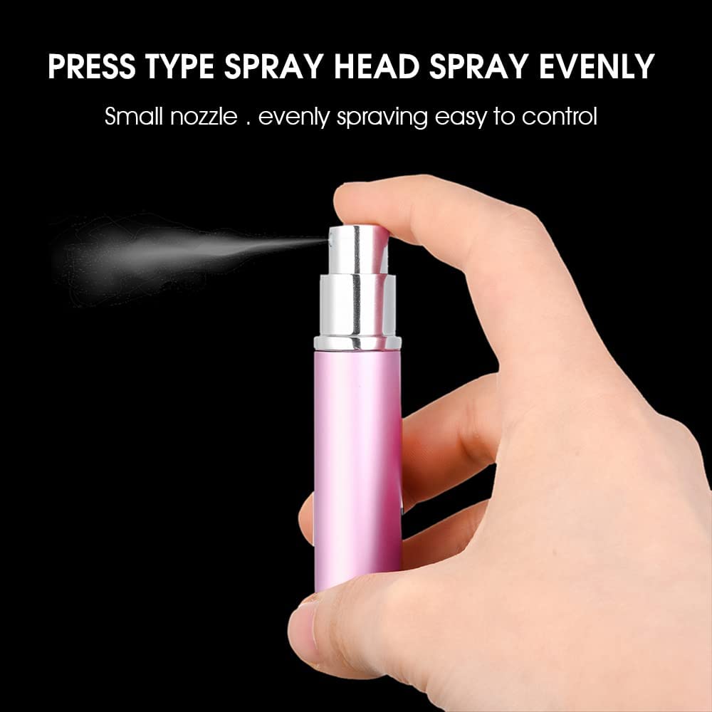 MAYCREATE® 2Pcs 5ml Perfume Atomiser Empty Spray Bottle with 2 Pumps-Portable Perfume Dispenser, Refillable Spray Bottle for Perfume Fragrance(pink+black)