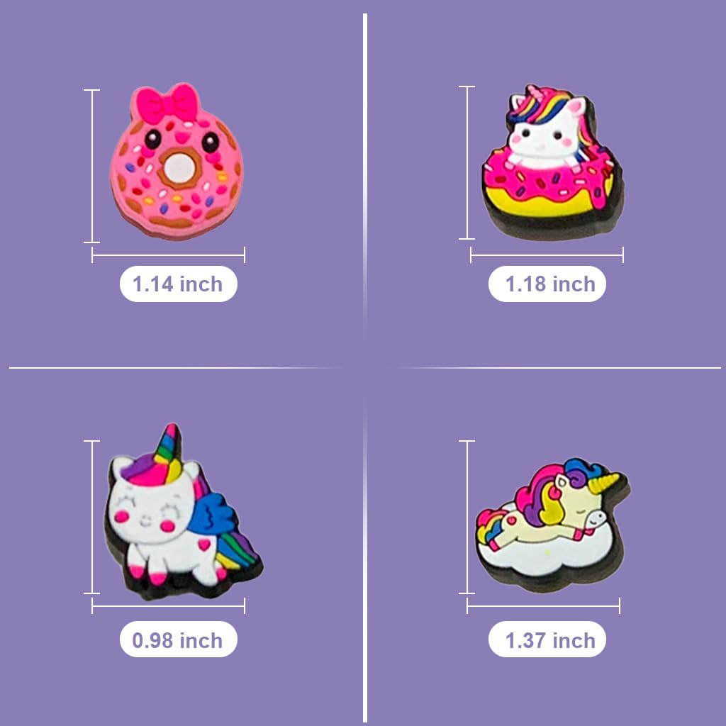 HASTHIP Unicorn Clog Charms for Girls with Secure Snap Attachment 25Pcs Rubber Set | Fun Shoe Decoration