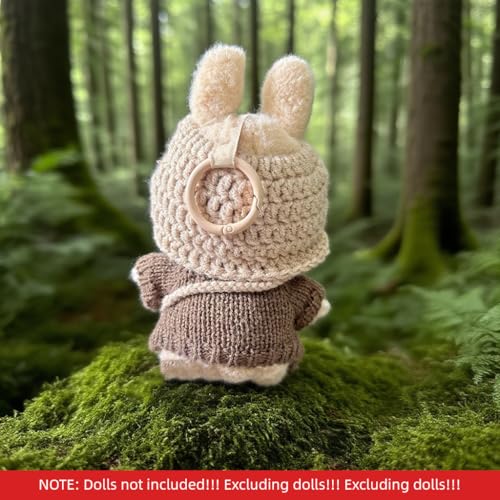 PATPAT® Clothes for 17cm Dolls Set Plush Toys Crochet Knitted 3 Piece Hat Backpack Stylish Cute Dress up Accessories No Doll Brown 6PCS
