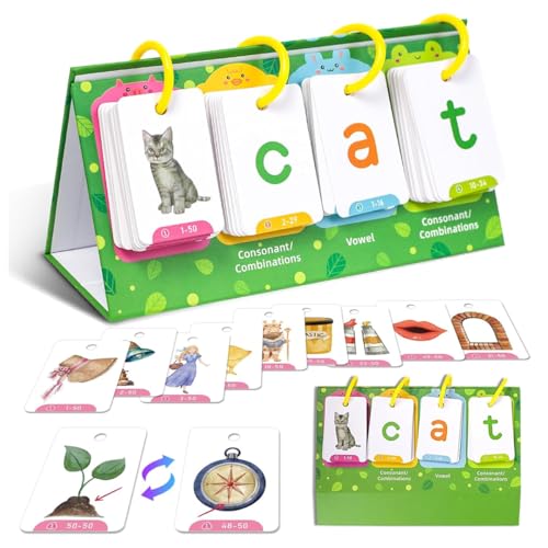 PATPAT® Flash Cards Learn to Read CVC Word Builder Games, Sight Words Games for Kindergarten Classroom Supplies, Preschool Phonics Learning Activity