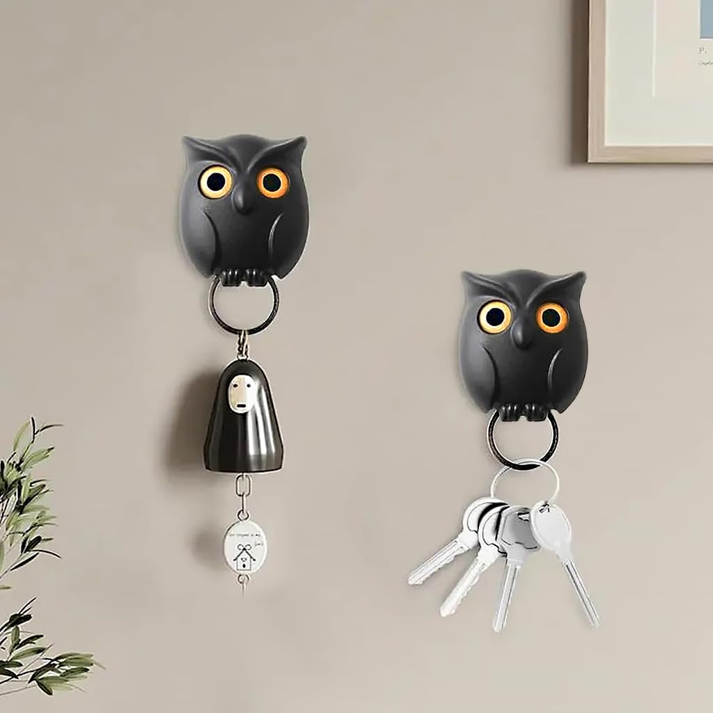 HASTHIP Key Mount Wall Organizer for Entryway with Push-in Key Grip and Blink Eye Owl Design