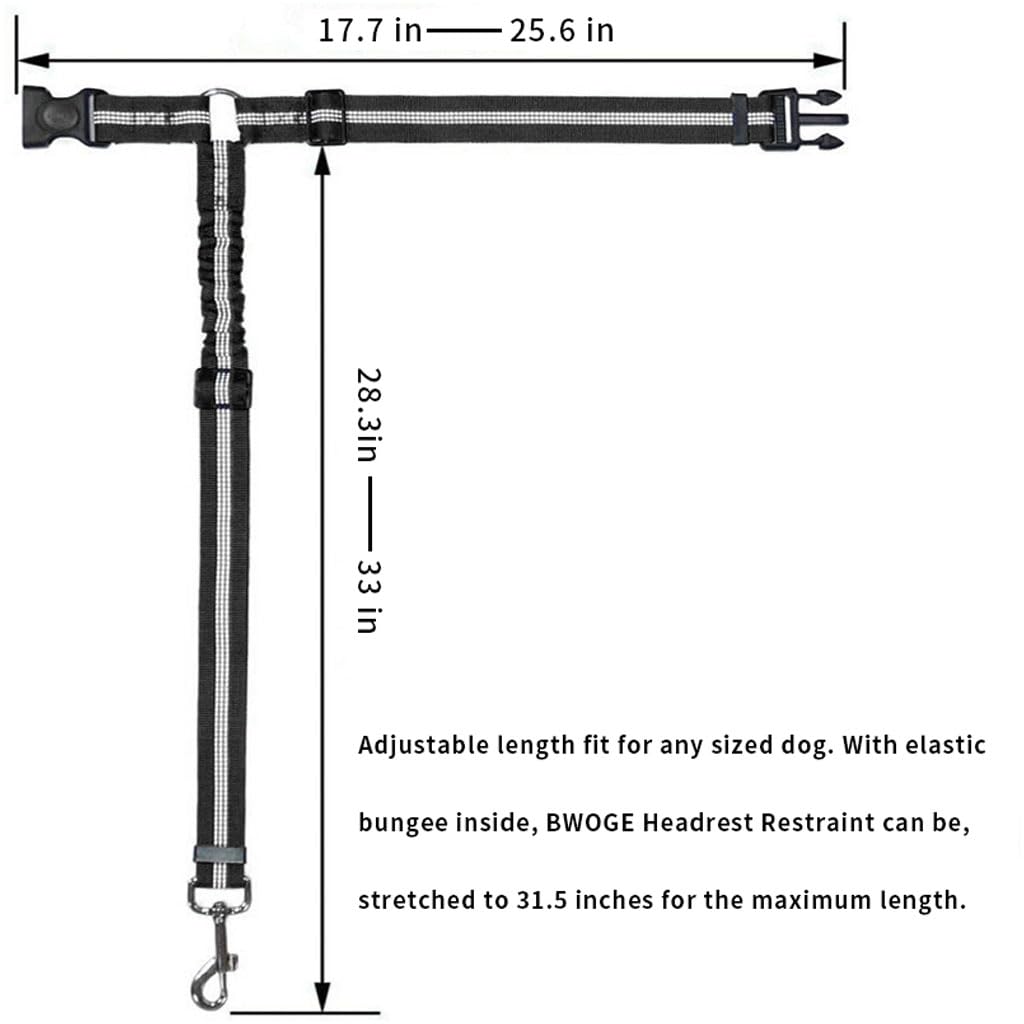 Qpets® Dog Seat Belt for Car 2-in-1 Dog Leash Bungee Dog Leash Safety Restraint Secure for Dog, Dog Harness with 360 ° Swivel Attach Buckle for Car Back Seat