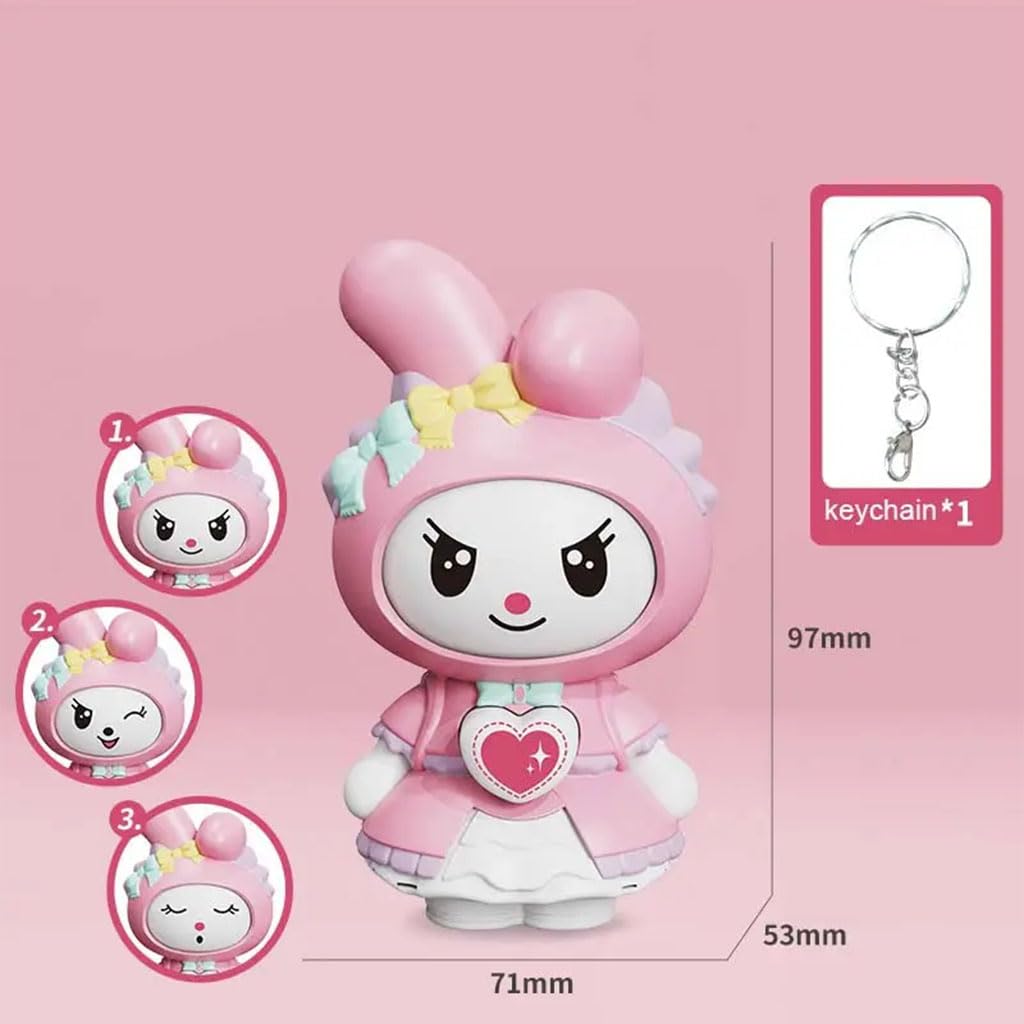 Zibuyu Kawaii Keychain Charm with Changing Face 3.8 in PVC Figure | Cute Gift for Girls