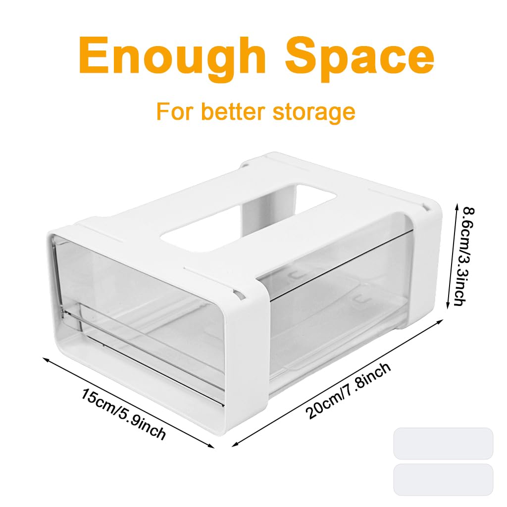 OFIFO Under Desk Drawer Organizer for Office and Home with Smooth Pull Out 7.8x5.9x3.3 in | Transparent PET No Drill Storage Box