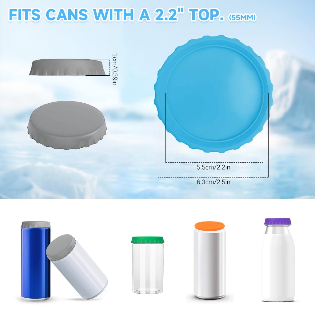 Supvox® 6Pcs Universal Silicone Soda/Beer Can Lids, Beverage Can Sealer Cap Silicone Soda Saver Can Lids Soda Drink Cover Tops Sealer Cap Spill Saver for Hot & Cold Drinks, 2.4 Inches Diameter