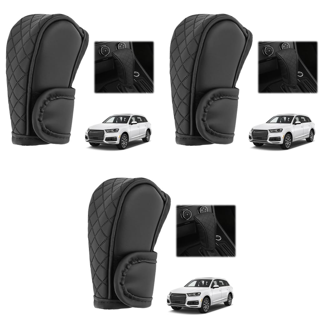 STHIRA Car Gear Knob Cover for Interior Protection with Anti Slip PU Leather Black 12 x 9 x 5cm 3PCS
