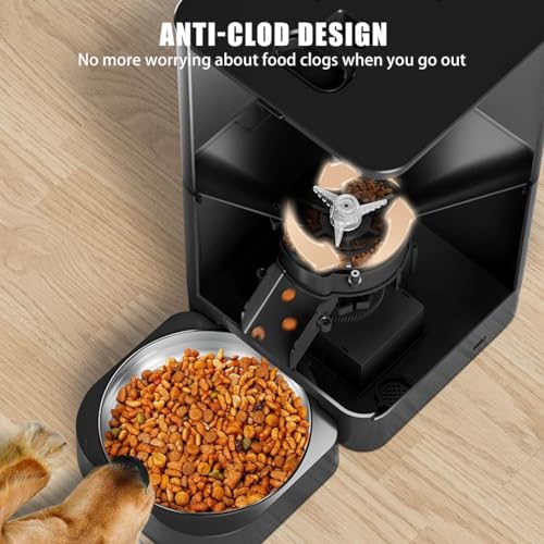 Qpets® Cat Feeder Automatic, 6L Cat Dog Automatic Feeder Smart Pet Food Dispenser, Large Capacity Cat Feeder with Timer & Stainless Steel Food Bowls & Portion Control & Voice Reminder