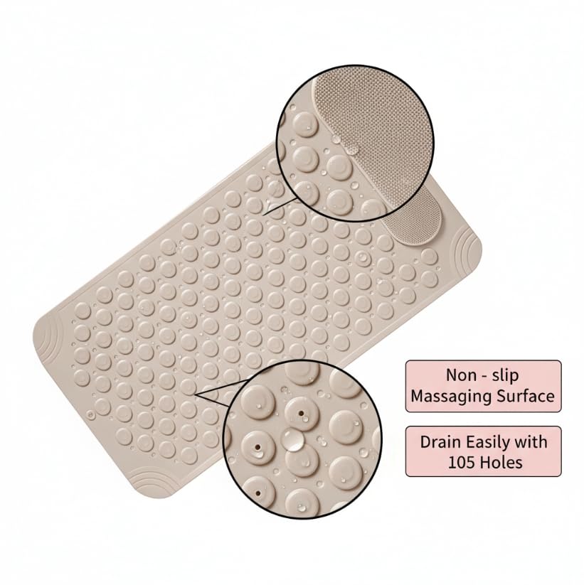 ZIBUYU Foot Scrubber Mat for Shower with Strong Suction Cups and Soft PVC Bristles | Hygienic Home Spa Cleaning