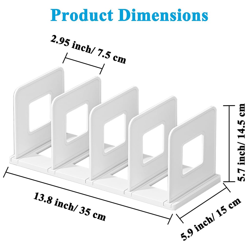ZIBUYU Decorative Book Stand for Desk and Office with 4 Compartments 13.8×5.9×5.7 in Milky White
